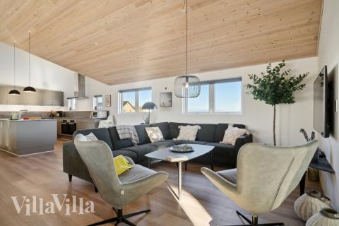 Sofakroken i luksushus nr. 176 i Vestjylland.