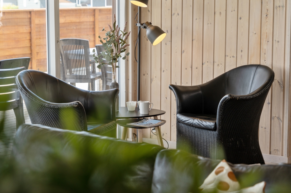 Sofakroken i luksushus nr. 324 i Fyn og øyer.