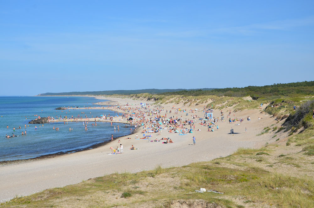 Stranden nær luksushus nr. 361 i Nordsjælland er ideell til gåturer.