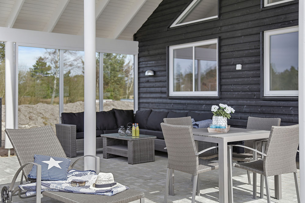 Luksushus nr. 393 har en deilig terrasse med gode hagemøbler til 20 personer.
