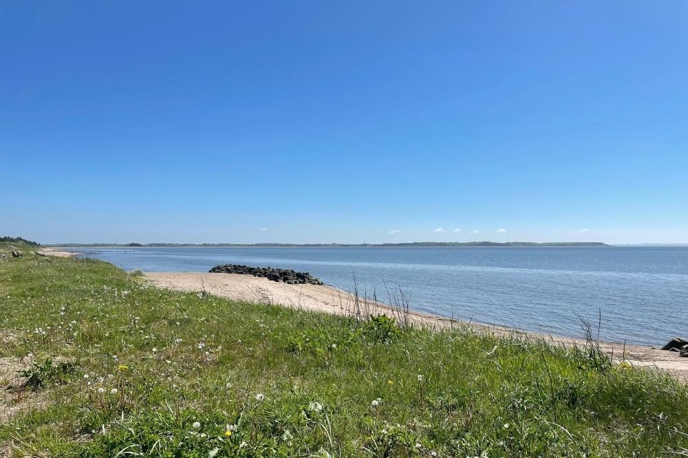 Den flotte stranden nær luksushus nr. 405 ved Limfjorden.