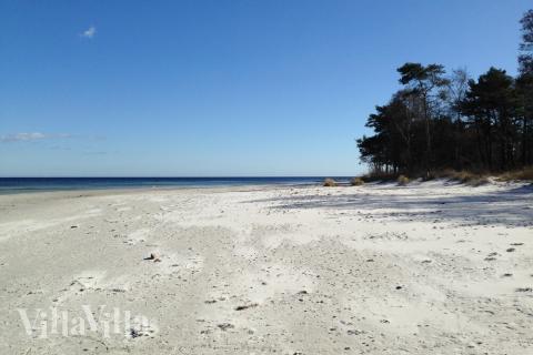 Stranden nær luksushus nr. 449 i Bornholm er ideell til gåturer.