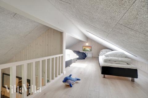 Noen av de 18 soveplassene i luksushus nr. 492 finnes på hems