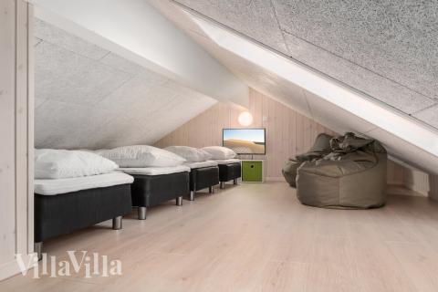 Noen av de 18 soveplassene i luksushus nr. 733 finnes på hems