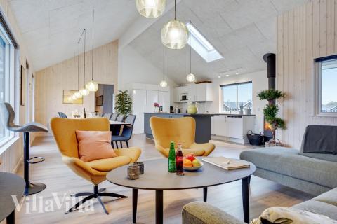 Sofakroken i luksushus nr. 508 i Sydjylland.