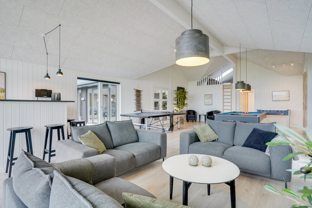 Sofakroken i luksushus nr. 530 i Sydjylland.