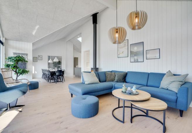 Sofakroken i luksushus nr. 533 i Vestjylland.
