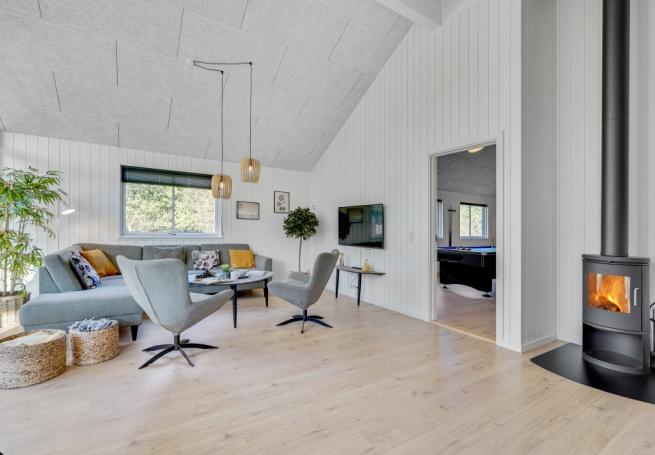 Sofakroken i luksushus nr. 536 i Vestjylland.