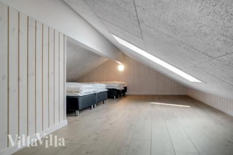 Noen av de 18 soveplassene i luksushus nr. 547 finnes på hems