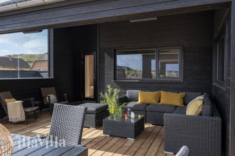 Stor terrasse i luksushus nr. 558 i Vestjylland.