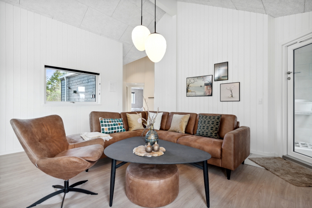 Sofakroken i luksushus nr. 583 i Vestjylland.