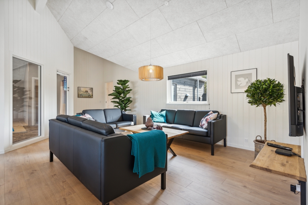 Sofakroken i luksushus nr. 585 i Vestjylland.