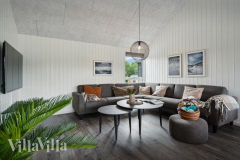 Sofakroken i luksushus nr. 611 i Sydjylland.