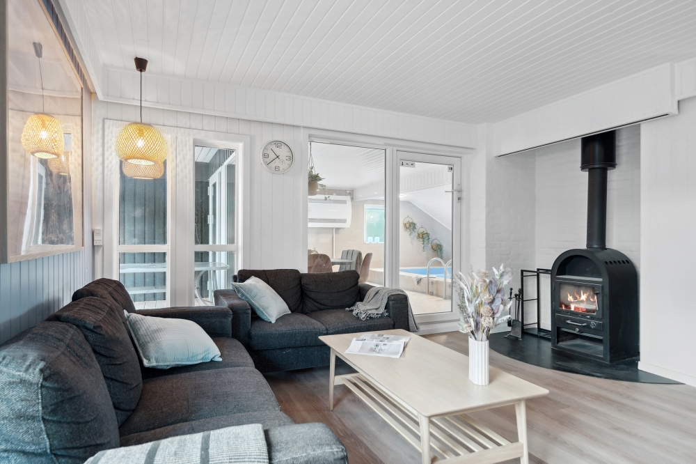 Sofakroken i luksushus nr. 623 i Vestjylland.