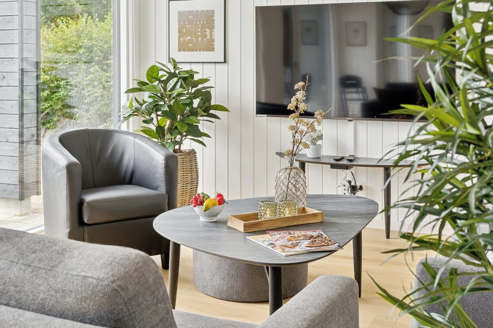 Sofakroken i luksushus nr. 644 i Lolland/Falster/Møn.