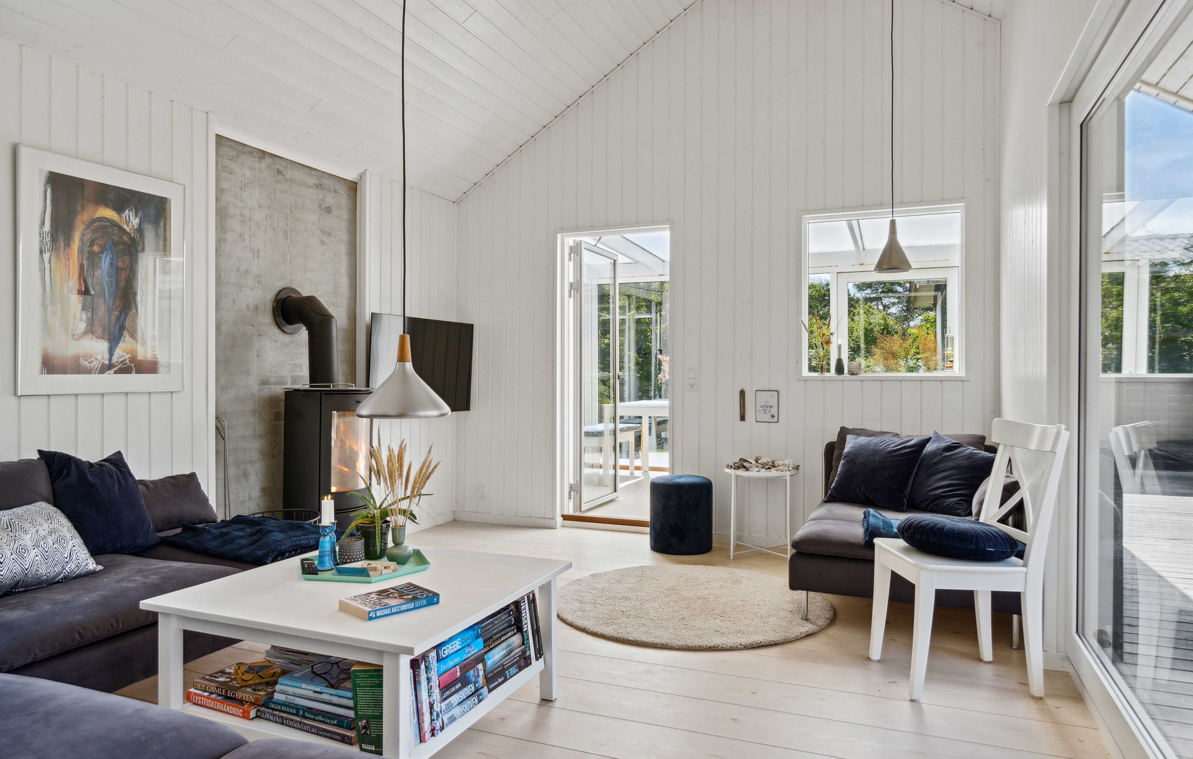 Sofakroken i luksushus nr. 691 i Nordjylland.