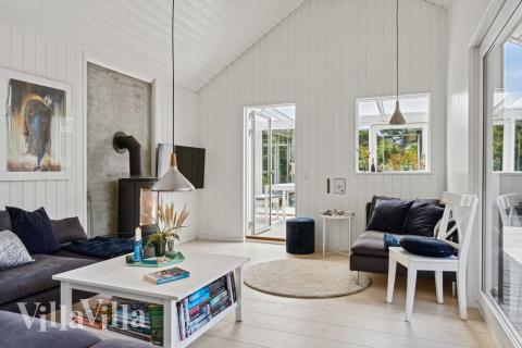 Sofakroken i luksushus nr. 691 i Nordjylland.