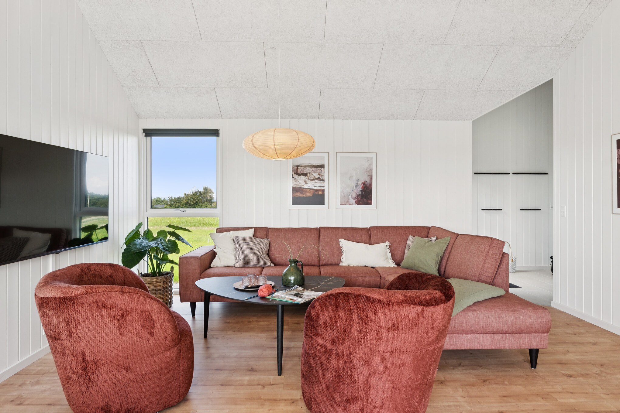 Sofakroken i luksushus nr. 695 i Fyn og øyer.