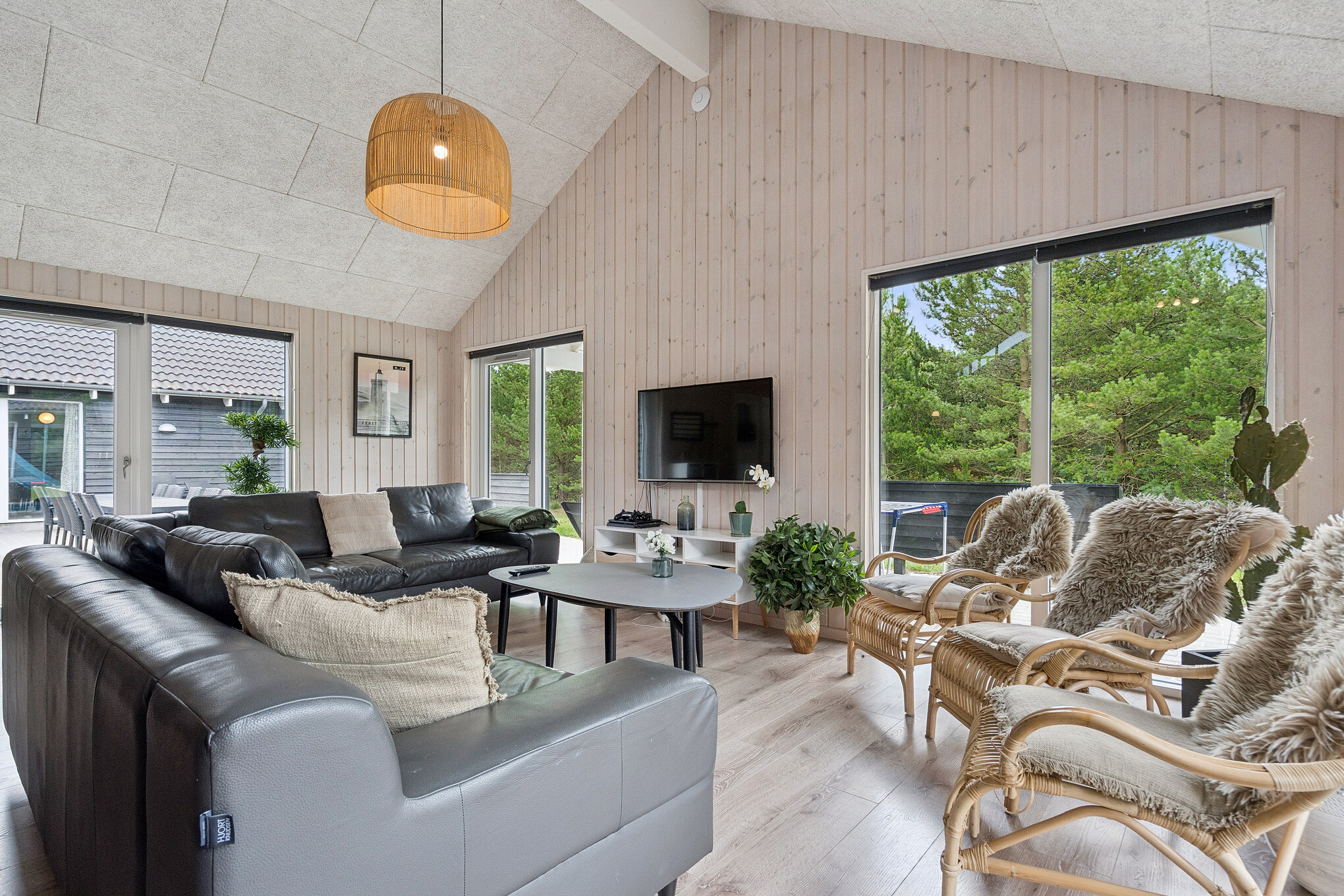 Sofakroken i luksushus nr. 387 i Vestjylland.