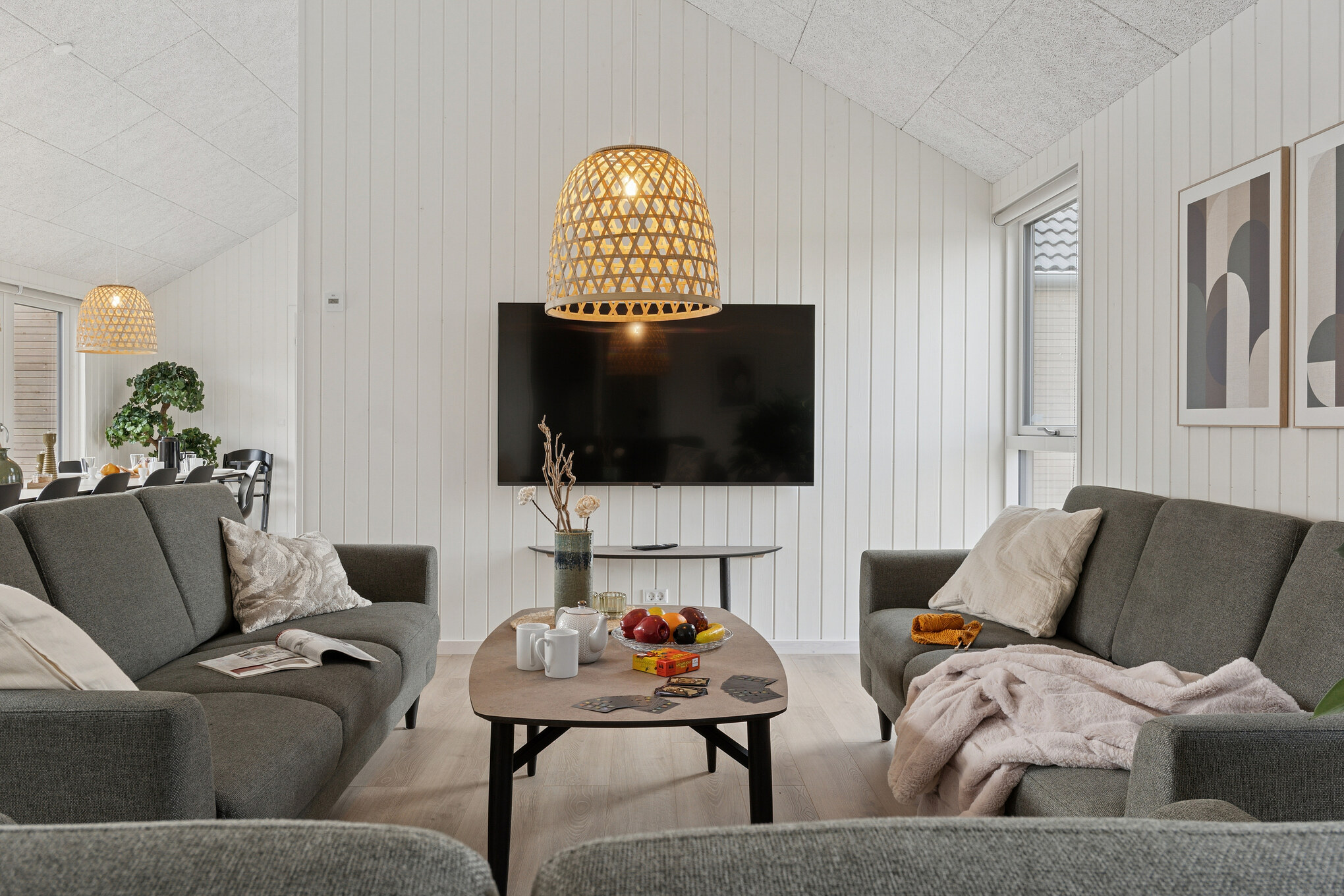 Sofakroken i luksushus nr. 699 i Nordjylland.