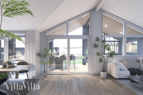 Det er plass til 14 personer i det store lyse oppholdsrommet i luksushus nr. 931.