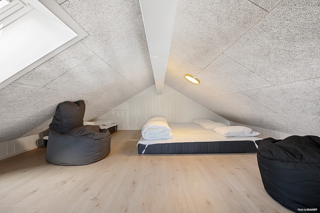 Noen av de 24 soveplassene i luksushus nr. 901 finnes på hems