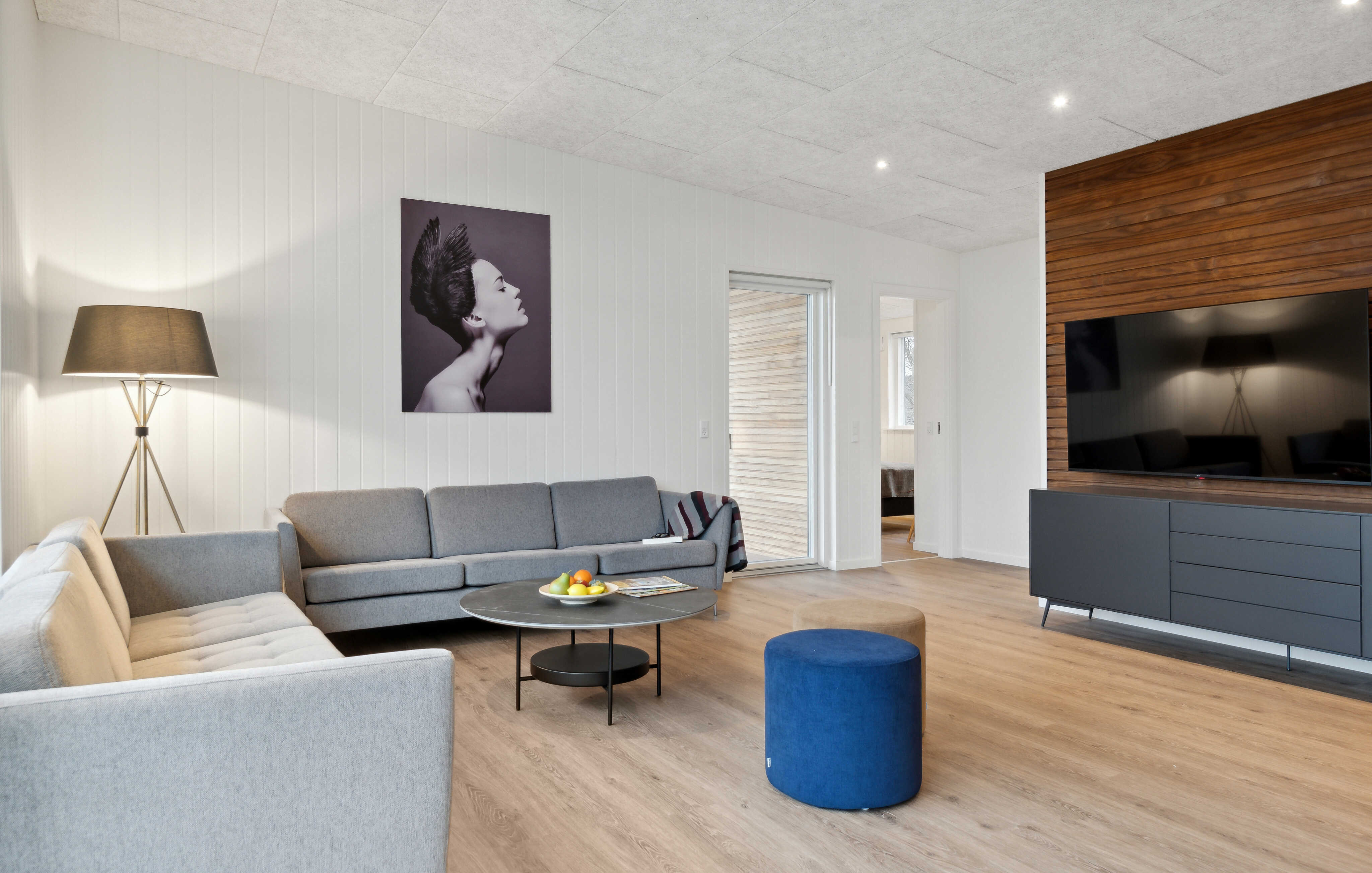 Sofakroken i luksushus nr. 936 i Limfjorden.