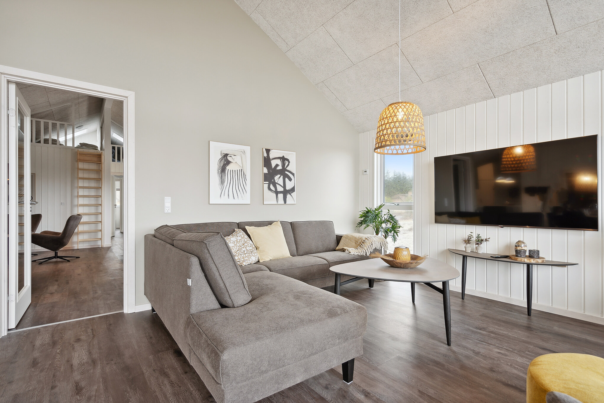 Sofakroken i luksushus nr. 918 i Vestjylland.