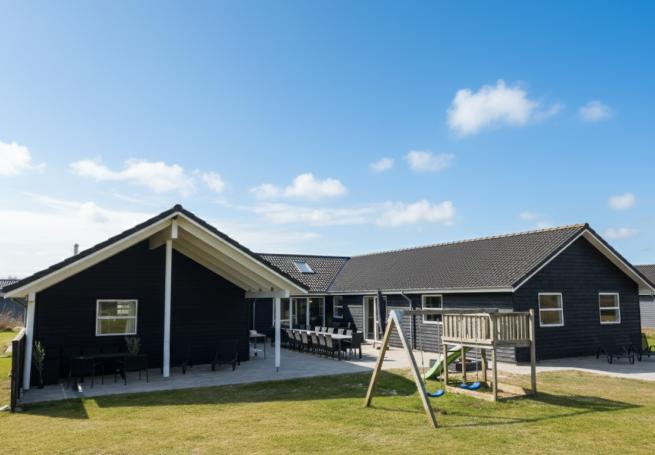 Dette lekre huset med svømmebasseng, nr. 196, med plass til 22 personer, ligger i Nordjylland