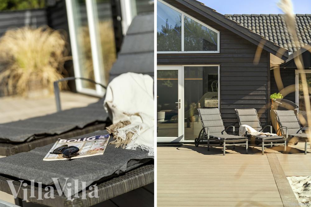 Nyt en grillkveld på terrassen i luksushus nr. 273 i Vestjylland