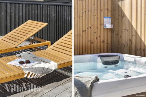 Nyt en grillkveld på terrassen i luksushus nr. 965 i Nordjylland