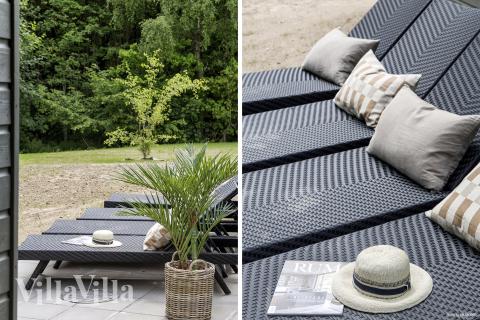Luksushus nr. 826 har en deilig terrasse med gode hagemøbler til 18 personer.