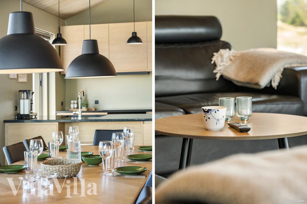 Det er plass til 12 personer i det store lyse oppholdsrommet i luksushus nr. 986.