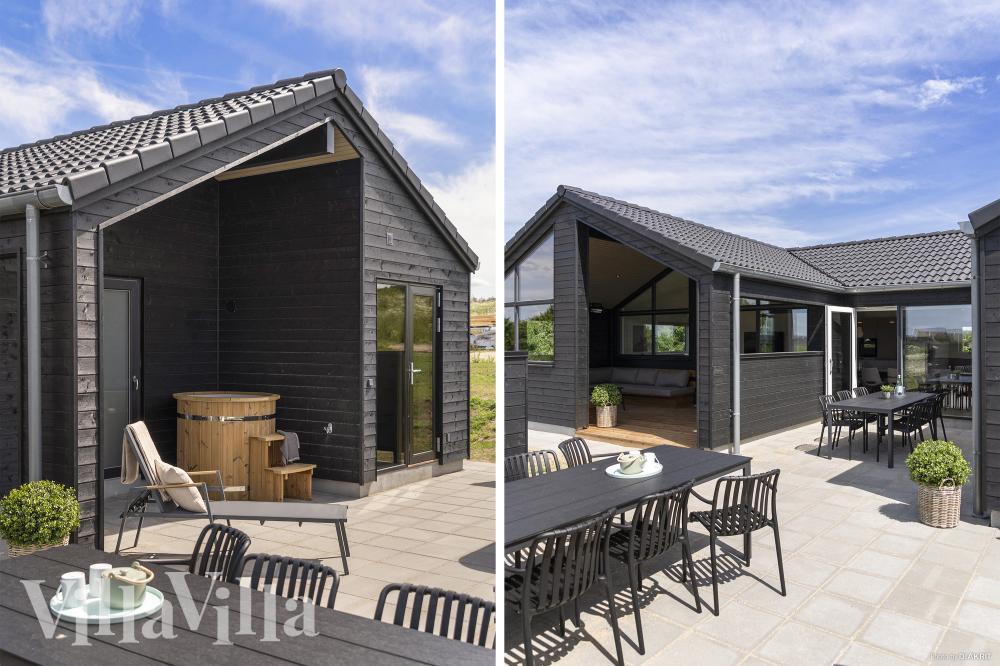 Nyt en grillkveld på terrassen i luksushus nr. 958 i Fyn og øyer