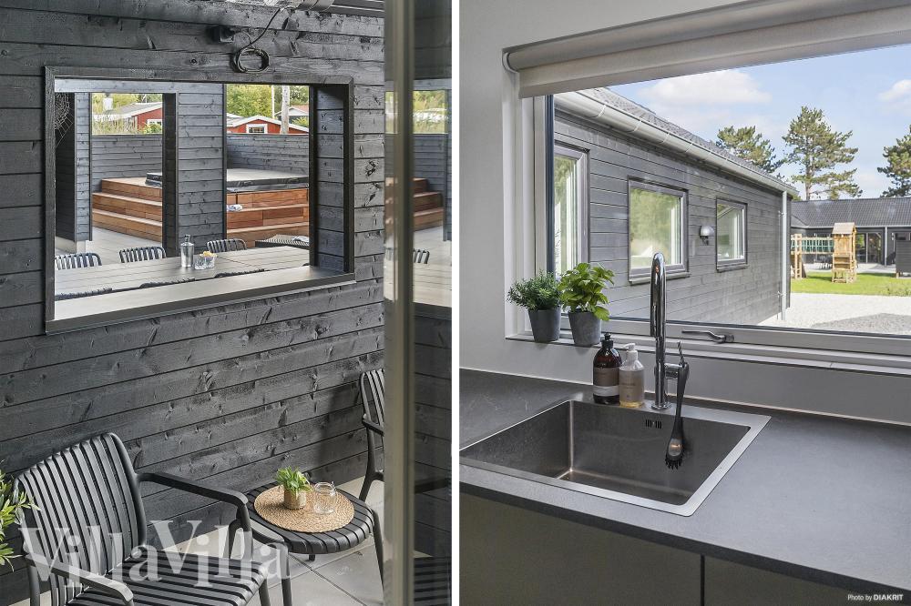 På terrassen i feriehus nr. 960 er det plass til 18 personer.