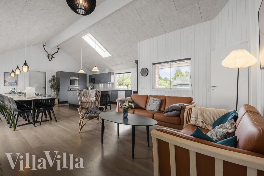 Sofakroken i luksushus nr. 463 i Vestjylland.