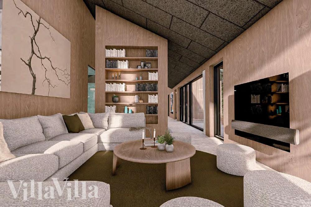 Sofaen i luksushus nr. 1017 i Østjylland er perfekt for å hygge seg med et brettspill eller se en film sammen.